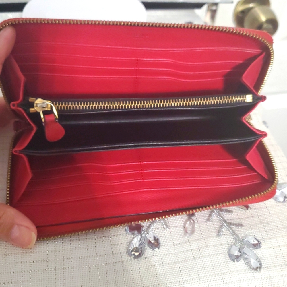 LOEWE Zip Around Long Wallet Pink/Red Anagram Leather Wallet - Picture 7 of 15